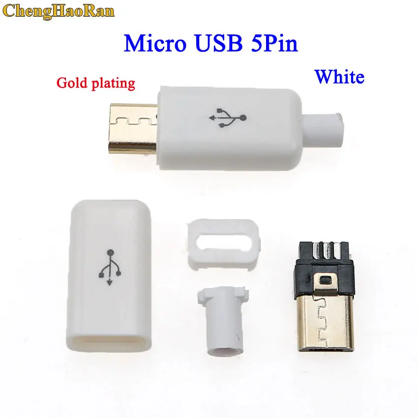 D-White ChengHaoRan 1 шт. 5A USB Тип разъёма на Тип-c Мужской USB 5-контактный разъем Micro USB разъем Мужской Женский Разъем - Цвет: D-White