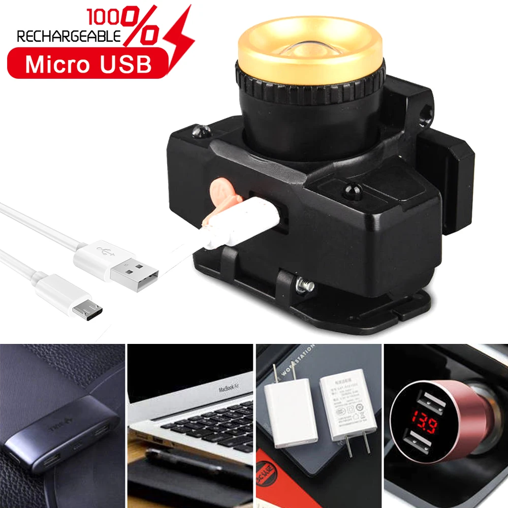 태양열 충전 LED 헤드 램프 방수 센서 헤드 라이트, 18650 배터리 사용, USB 충전식 헤드 램프, 야외 캠핑용