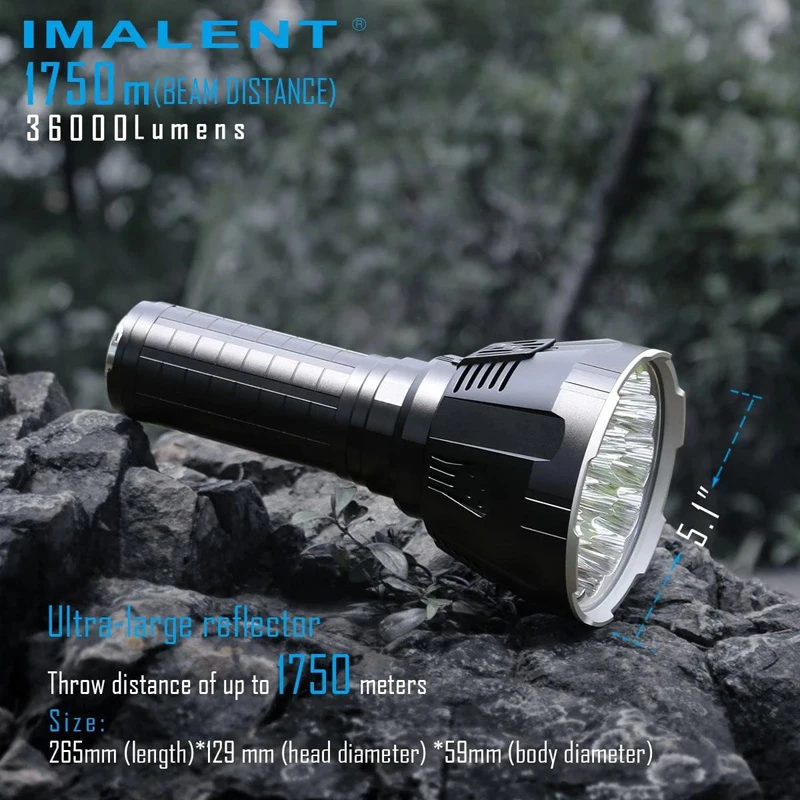 36000 люменов и 1750 метров IMALENT R90TS 18 * CREE XHP35 HI LEDs фонарик с 8 21700 литий-ионных батарей |