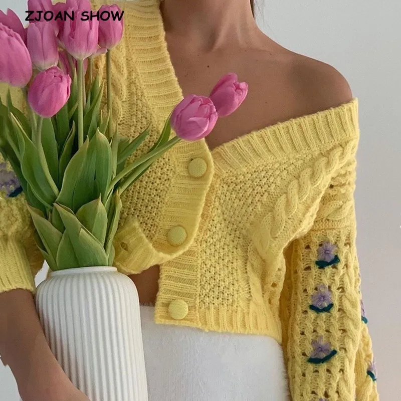 Stylish Women Puff Sleeve Hand Crochet 