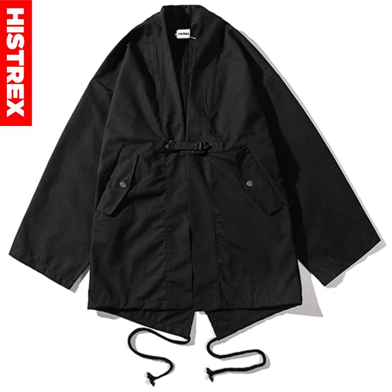Tanie HISTREX mężczyzna kurtka japońskie kimono Camo kurtki w stylu japońskim Hip Hop kamuflaż otwórz Stitch kimono płaszcz Khaki Streetwear HT9HU #