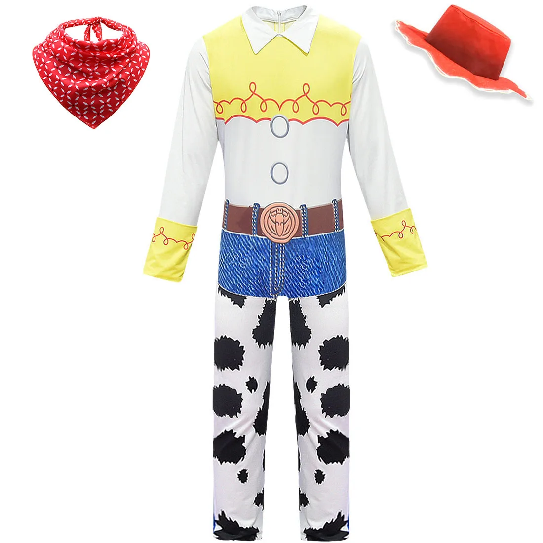 Для девочек «История игрушек», «4 Джесси Хэллоуин Костюмы для косплея детские карнавальные костюмы праздничная одежда для девочек, комбинезоны для малышей, верхняя одежда с длинными рукавами; - Цвет: 845-cap-scarf