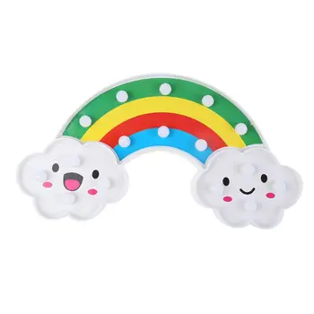

Rainbow Shape Night Light Smiley Clouds Decorative Beside Lamp for Home Bedroom New
