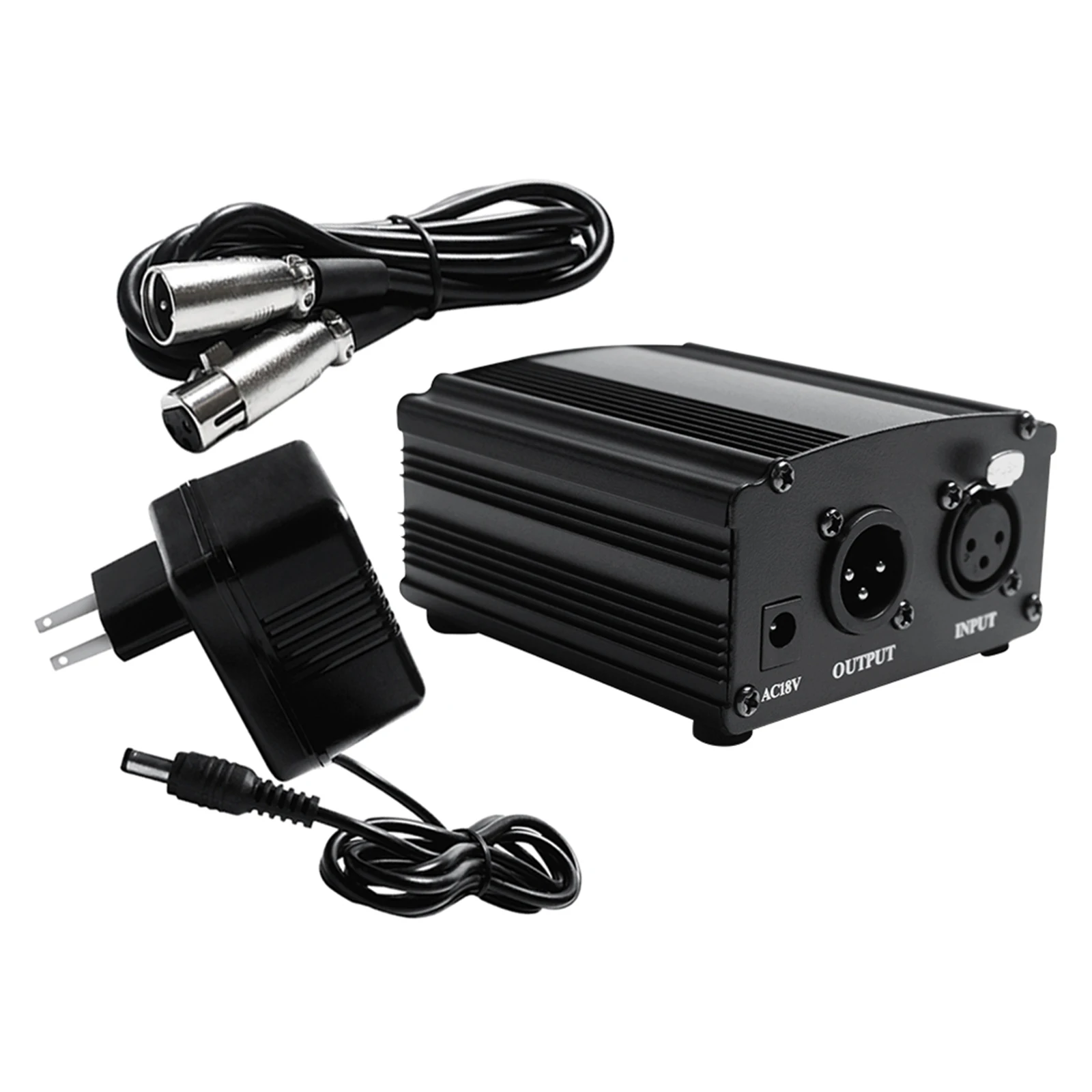 48V Phantom Power Supply Powered+XLR 3 Pin Cable for Condenser Microphone,Music Recording Equipment