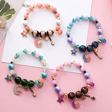 Богемский стиль Звездный браслет с изображением неба Звезда Луна хрустальные бусины браслеты для женщин романтическая мода звездный браслет ювелирные изделия