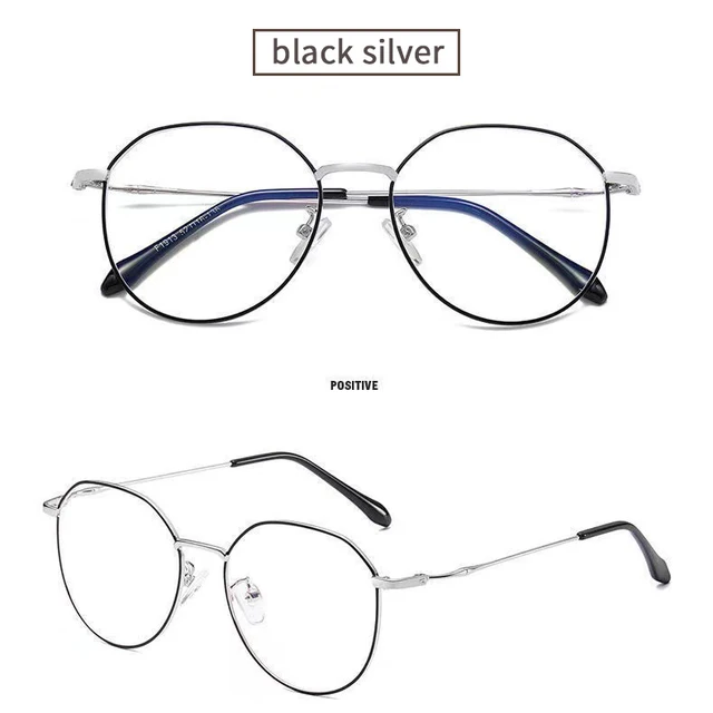 Metal Round Anti Blue Light Glasses Women Men Classic Square Eyeglasses Frames Transparent Computer Glasses Oculos Feminino black silver