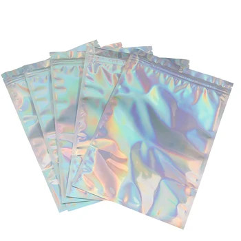 

100Pcs/Lot Portable Retail Package Bag Plastic Foil Storage Bag Glitter Heat Seal Laser Aluminum Foil Envelope Bags Dropshipping