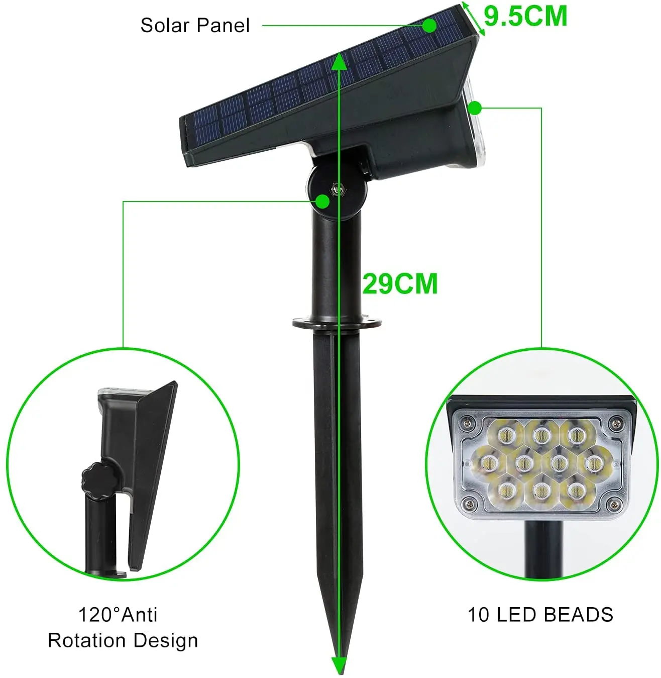 TSUN 2PACK napelemes ligh kültéri 3000k/6000k/rgb/green napelemes kerti ligh IP65 napelemes Reflektorfény számára Táj Rablánc napelemes falra ligh