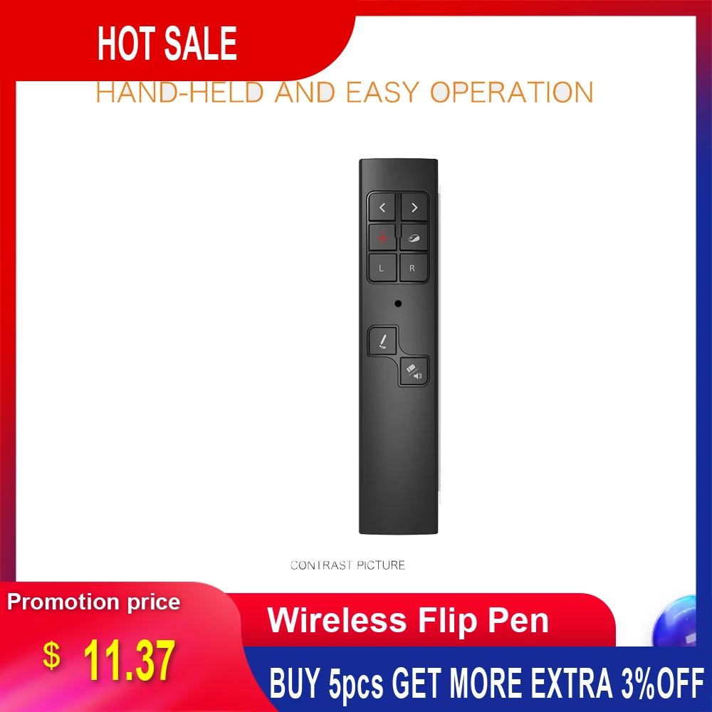 

PP930 Wireless Presenter PPT Flip Pen Air Mouse Present Remote Controller Rechargeable 30m Slide Laser Pointer Multimedia Keys
