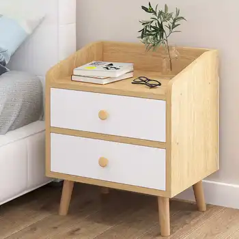 

2 Style Nordic Simple Bedside Table Storage Cabinet Home Modern Solid Wood Bedside Small Cabinet Shelf Bedroom Storage Organizer