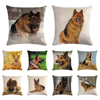 

Cute cute cute dog pattern cushion cover German Shepherd throw pillow cover linen sofa car chair fashion decoration 45x45cm