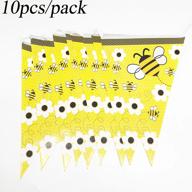 10pc/lot Bees theme party banners birthday decorations Butterfly Bee flags | Дом и сад