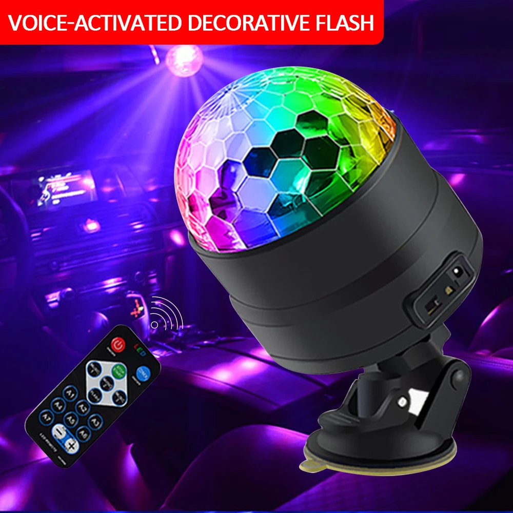 5 в 6 Вт Светодиодная лампа-проектор украшение автомобиля свет USB RGB звездное небо DJ лампа/Вспышка Музыка Звук Дистанционное управление автомобиль Стайлинг