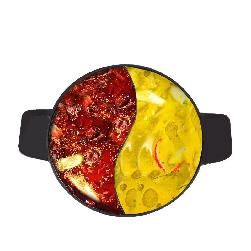 

Бесплатная двухцелевая кастрюля для соуса с двойным вкусом китайская кастрюля для горячего приготовления с антипригарным покрытием утолщенная многофункциональная индукционная плита