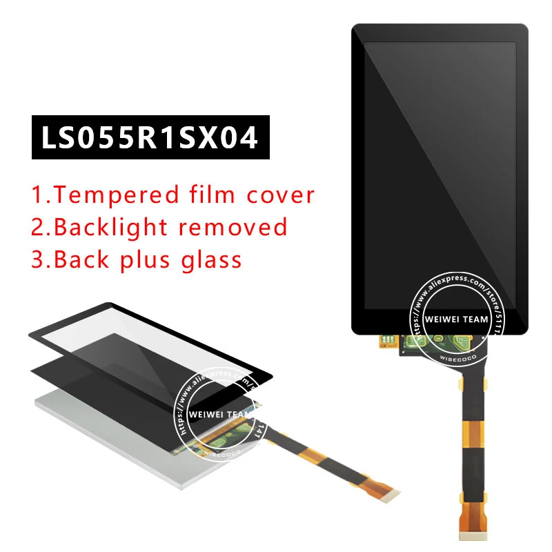 Wisecoco LS055R1SX04 для Photon Wanhao D7 светильник-отверждение 3d принтер ЖК-дисплей+ Защитная пленка+ стекло KLD 1260 1268 ЖК-экран s