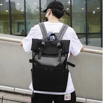 

High Quality Oxford Waterproof Backpack Women Rolled School Bag for Teenage Large-capacity Travel Bag Men Backpacks Satchel B268