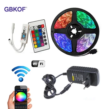 

5M 10M RGB WIFI LED Strip light 2835 5050 Waterproof led stripe flexible neon ribbon Waterproof led tape diode DC 12V adapter