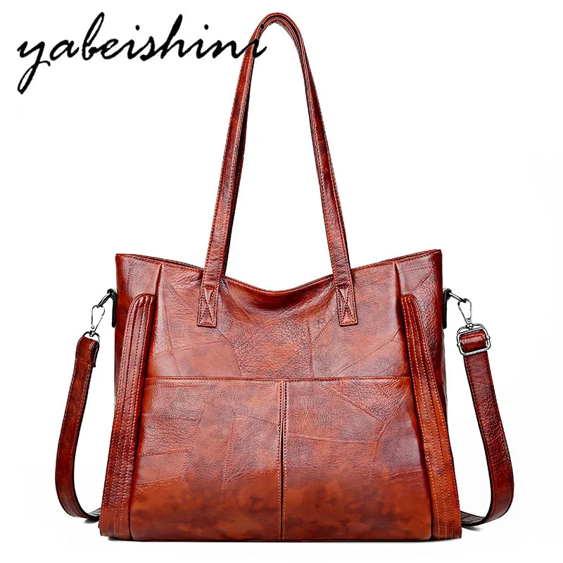 

women Leather Handbag Large Capacity Women Shoulder Bag High Quality PU Retro Tote Hobos Brown Crossbody bags sac a main