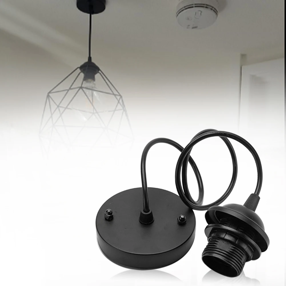 

Pendant Light 250V Durable 4A Easy Install Lamp Holder Ceiling Heat Resistant Home Screw Bulb Plastic E27 Black Fitting