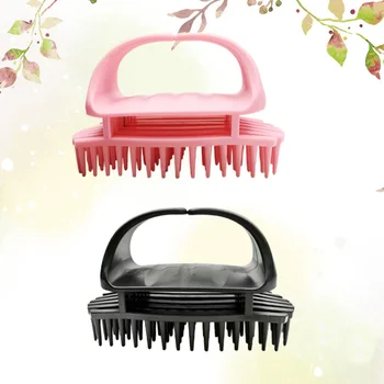 

2pcs Silicone Shampoo Brush Head Scalp Massager Scrubber Hair Dandruff Scrubber for Hairdressing Shower (Black + Pink)