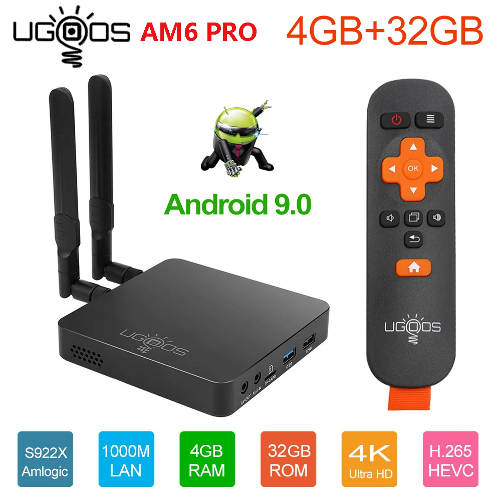  UGOOS AM6 Pro 4GB DDR4 32GB ROM Amlogic S922X TV BOX Android 9.0 Smart TV BOX AM6 2GB RAM 16GB WiFi