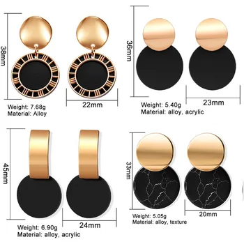 Korean Statement Earrings for women Black Cute Arcylic Geometric Dangle Drop Gold Earings Brincos Fashion Jewelry 5