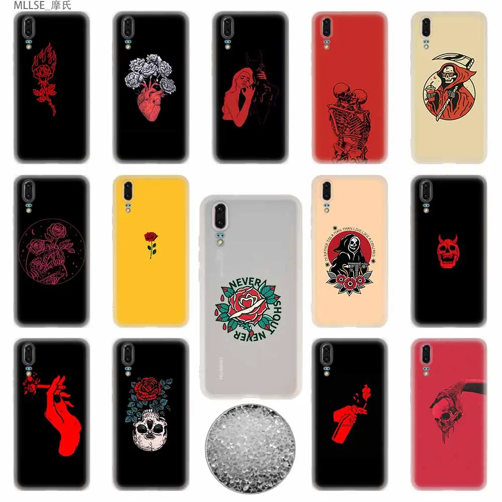 Красный эстетичный Мягкий чехол из ТПУ для телефона Huawei P50 P40 P30 P20 Pro Lite p30lite p50lite P