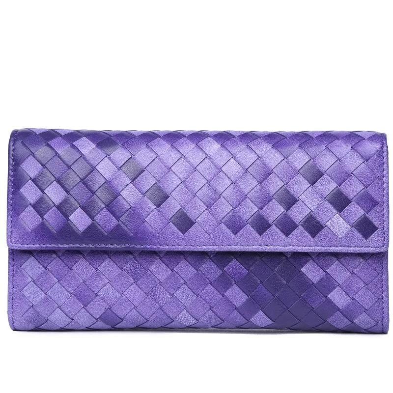 Cena Lambskin tkane portfel kobiet długo oryginalne torebki duża pojemność Zip sprzęgła