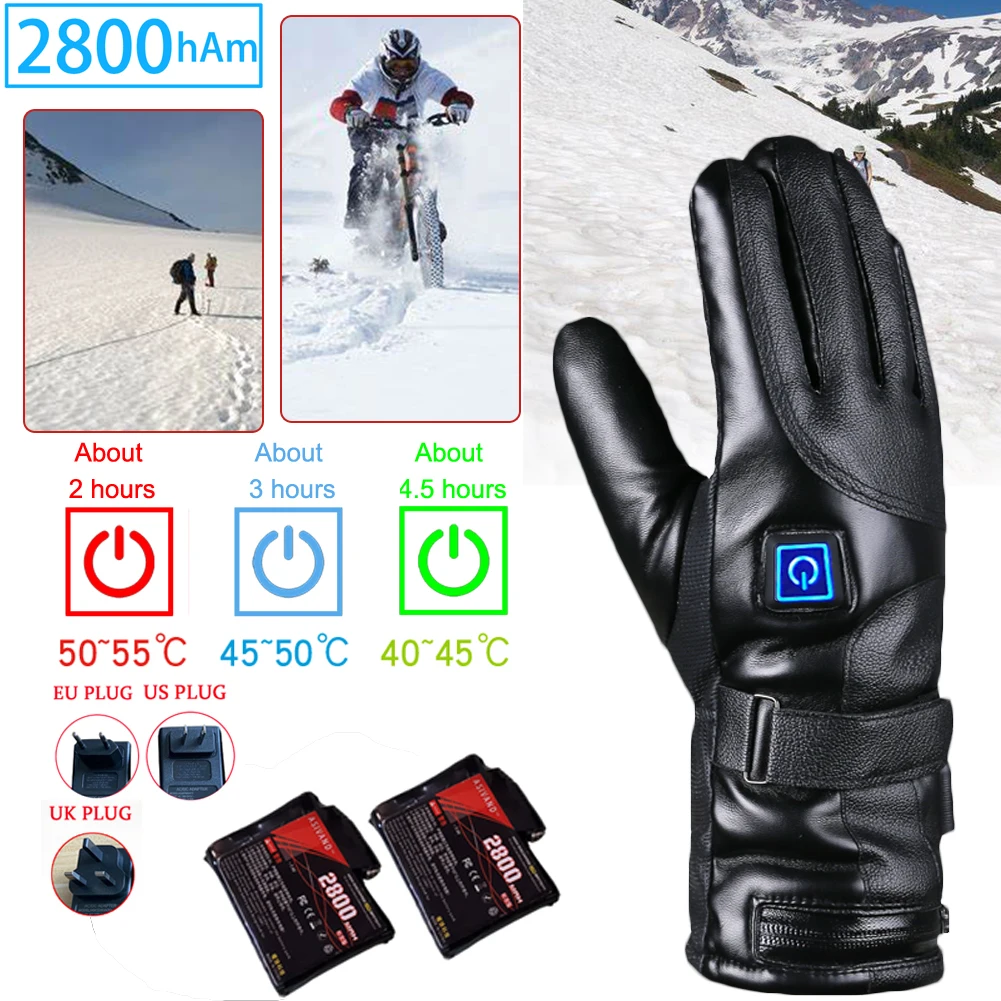 

USB Electric Heated Gloves 7.4V 2800 MAh Rechargeable Battery Powered Hand Warmer For Hunting Fishing Skiing Motorcycle Cycling