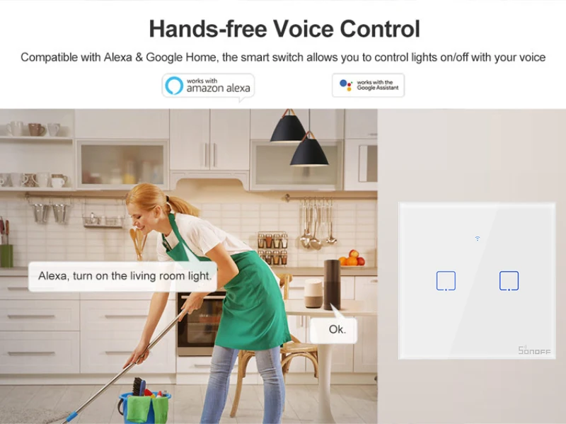 Sonoff t0 tx Wifi Interruptor de Parede Inteligente ue Eua Reino Unido Gang Interruptor de Luz Controle Remoto Via Ewelink App Funciona com Alexa Casa do Google - Image 2