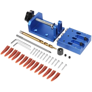 

Pocket Hole Jig Kit with Build-in Clamp and Scale, Heavy Duty, All-In-One Aluminum Pocket Hole Jig Set