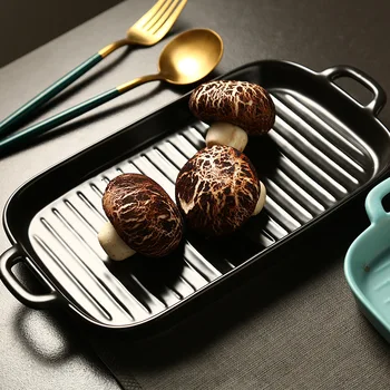 

Nordic Western Food Baking Plate Rectangular Plate Ceramic Baked Rice Soup Plate Steak Japanese Style Baking Plate dinner plates