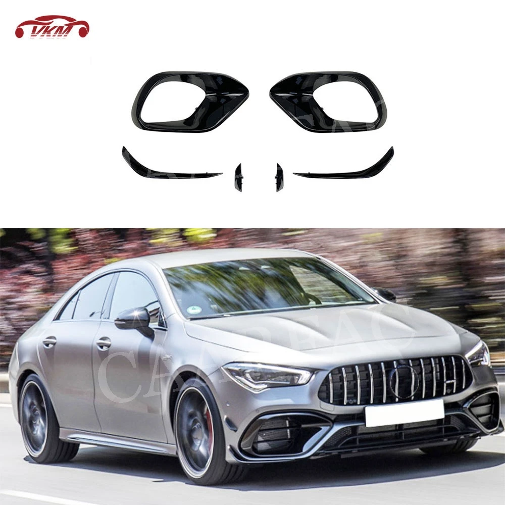 

ABS Gloss Black Front Bumper Lip Splitters Flaps Apron for Mercedes Benz W118 C118 CLA45 AMG 2020+ Auto Car Decoration