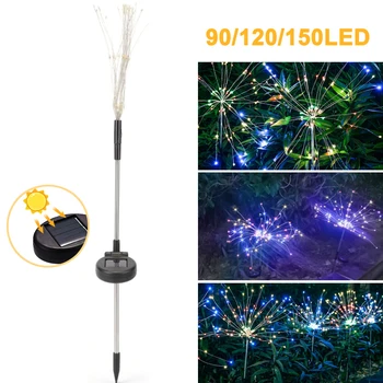 

90/120/150 LED Solar Light Eight Function Modes Dandelion Lawn Lights / Fireworks Lamp Outdoor Waterproof Solar Garden Light