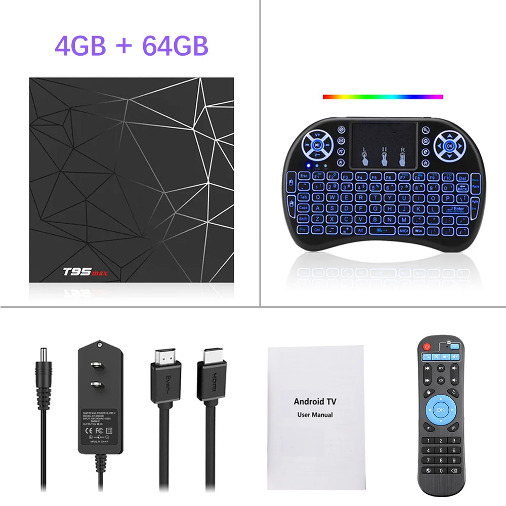 T95 max Android tv Box 9,0 4 Гб ОЗУ 64 Гб ПЗУ Allwinner H6 USD3.0 6K HDR 2,4 ГГц Wifi 16 ГБ 32 ГБ Поддержка Google плеер Youtube комплект - Цвет: 4G 64G i8 backnit ke