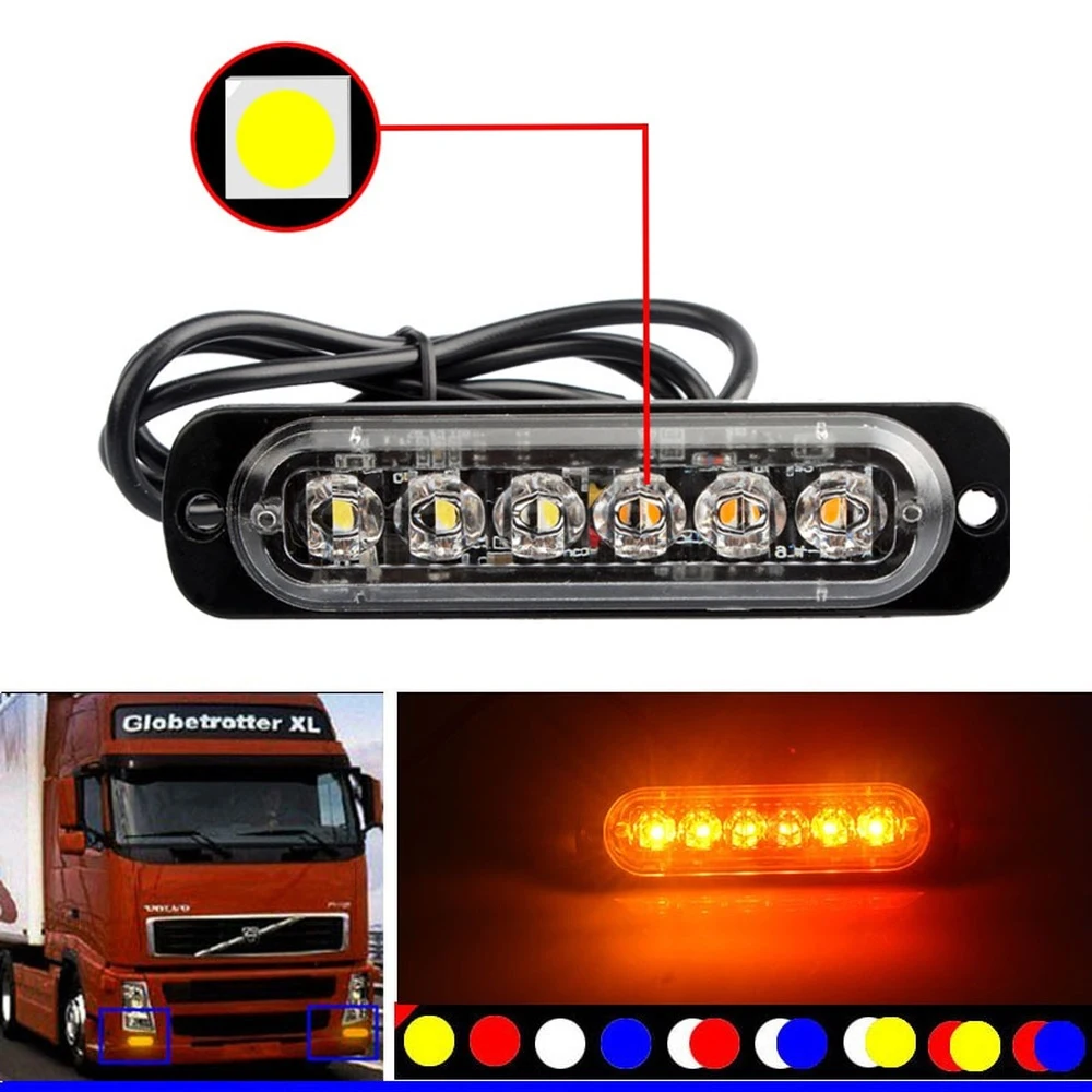 

Ultra-Thin 6 LED 18W Car Warning Flashing Waterproof IP67 Strobe Police Emergency Light Ambulance Car Truck Lamp