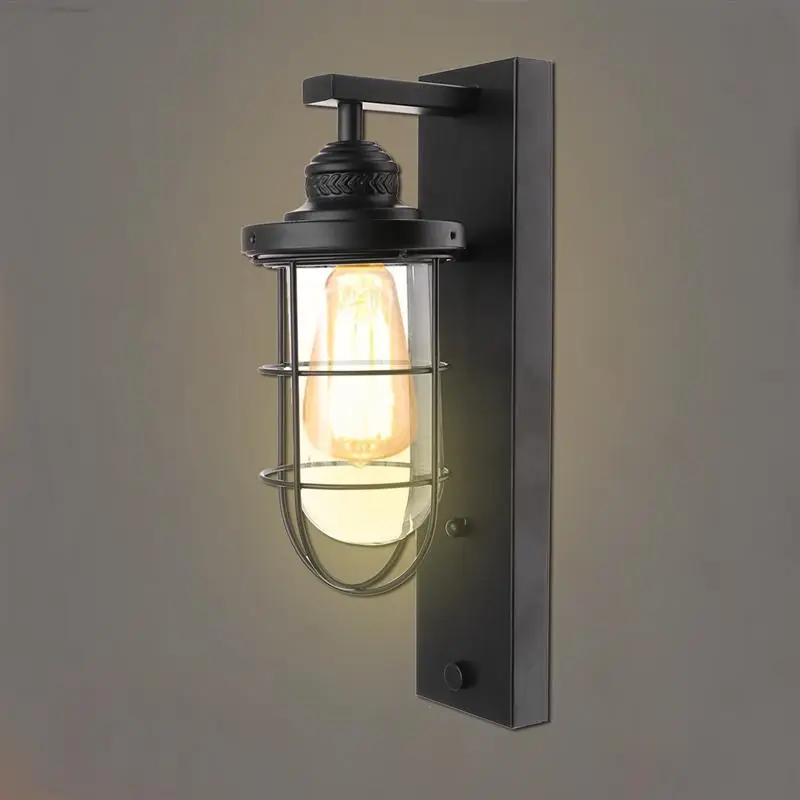 

Country Style Lamp Rack Retro Wrought Iron Wall Lights Hanging Lamp Holder For Corridor Aisle Outdoor Courtyard Street (Black)