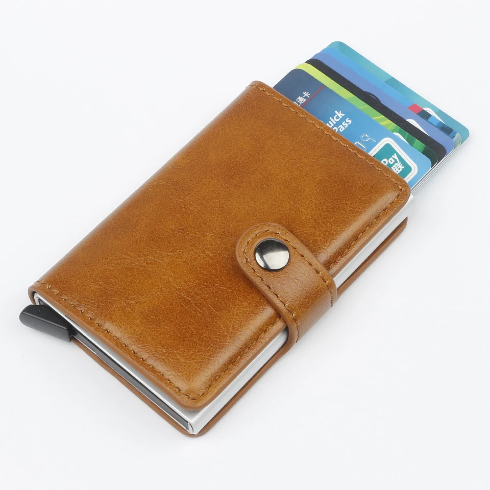 Brown B Gemeer, мужской кредитный держатель для карт, кошелек, RFID, Противоугонный автоматический кошелек, чехол для карт, кожаный мужской кошелек, кредитная карта - Цвет: Brown B
