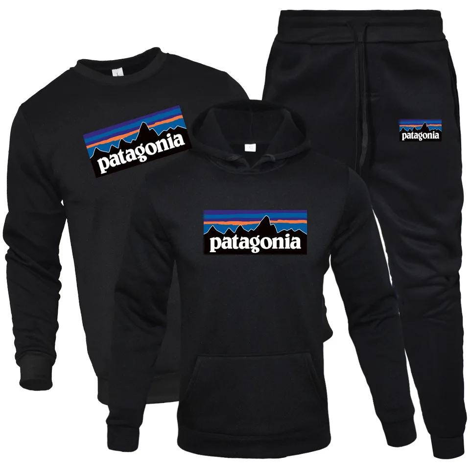 

2019 Autumn And Winter New Style Printed Letter MEN'S Hoodie Sweatpants Sports round Neck Sweater 3-Piece Set