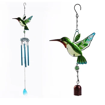 

Modern Green Bird Wind Chimes Metal Wind Chimes Bell Pipe Accessorie Model Decoration Home Figurine Miniature Craft Gift Toy