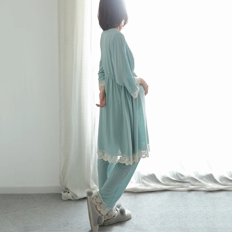 Пижамы для беременных женщин хлопок с длинным рукавом месяц одежда грудное вскармливание послеродовое Грудное вскармливание пижамы Домашний набор