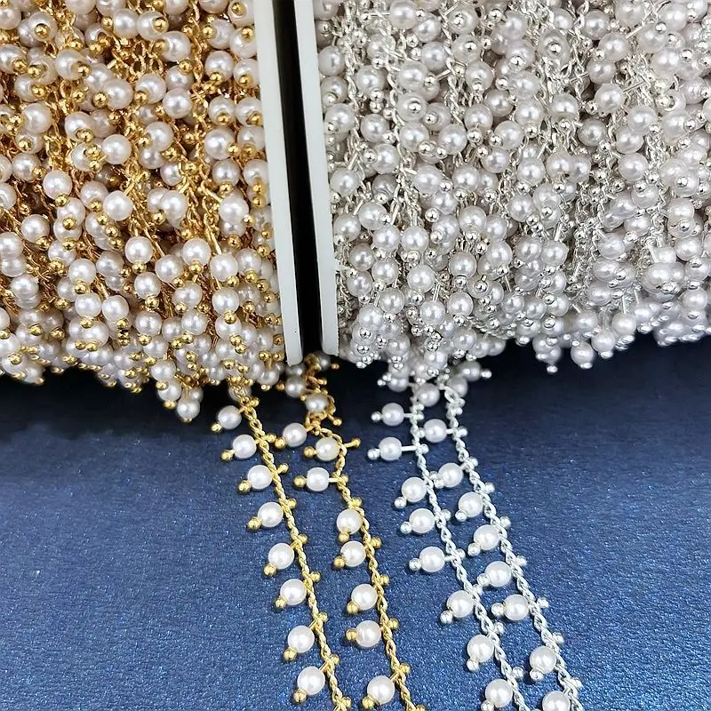 

1m/Lot 3mm Pearl Row Bead Chains High Quality Charms For Women Bracelet Necklace Jewelry Making Accessories DIY Finding Supplier