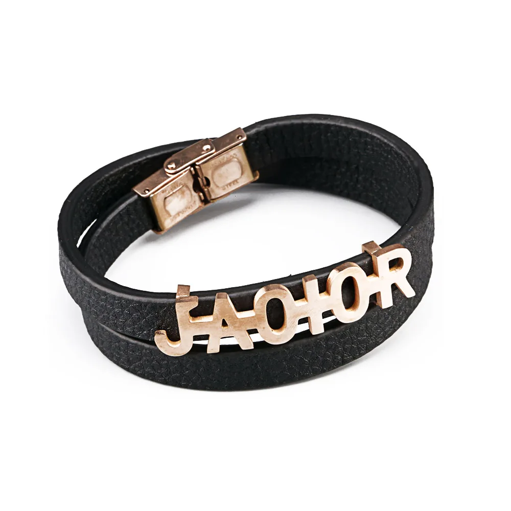 Мужской кожаный браслет из нержавеющей стали, ювелирные изделия, индивидуальная мужская двойная плетеная веревка, цепочка, подарок на праздник