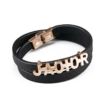 Мужской кожаный браслет из нержавеющей стали, ювелирные изделия, индивидуальная мужская двойная плетеная веревка, цепочка, подарок на праздник