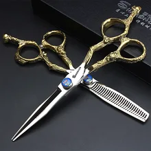 

6cr13 Japan 440c Stainless Steel Hairdressing Scissors 6 inch Flat Cutting Thinning Shears Barber Scissors