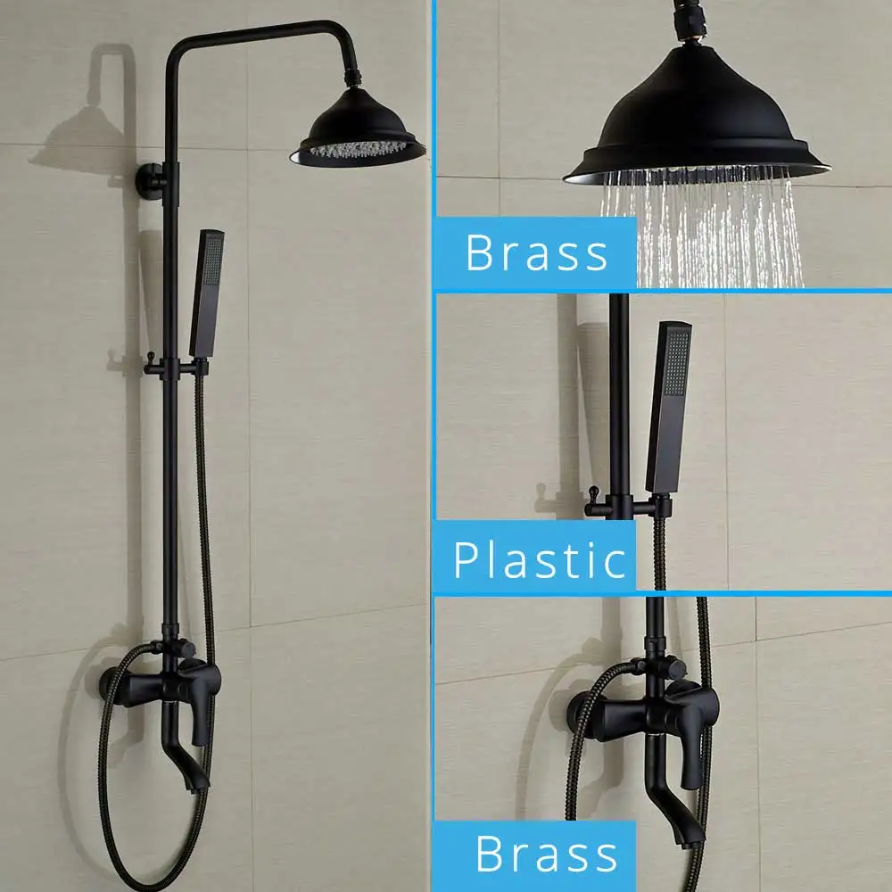 Shower Faucet-B02 Роскошный душ для ванной смесители латунный ливень, ванная смеситель для душа набор в стене раздвижной бар душ цилиндрическая пробка латунная ручка для душа - Цвет: Shower Faucet-B02