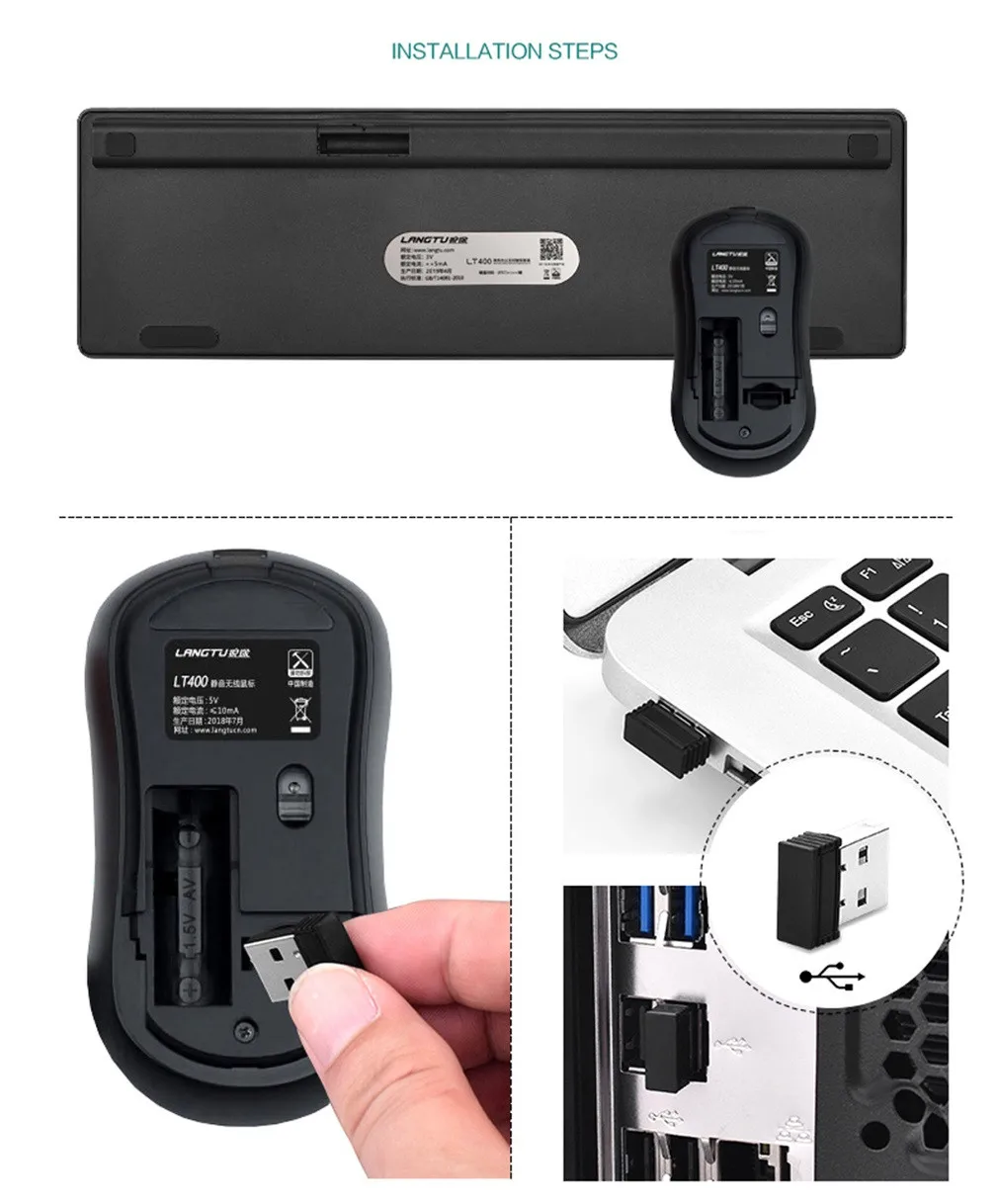 Механическая Клавиатура 2,4g, беспроводная перезаряжаемая Usb, эргономичная игровая Бесшумная Клавиатура, мышь, наборы ключей, Клавиатура Droshipping#3
