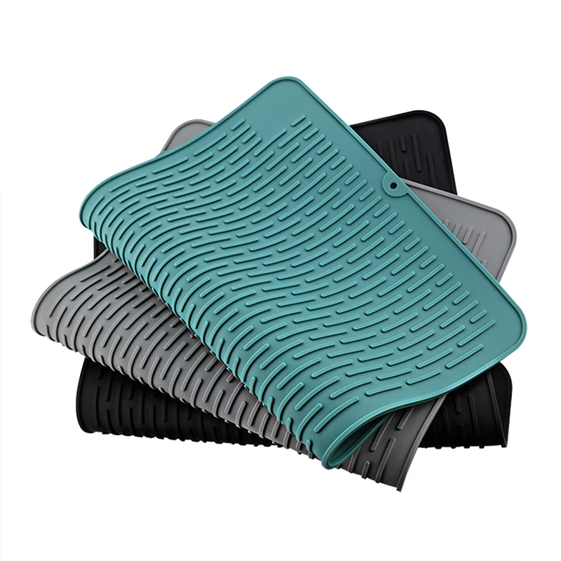 

45*40cm Silicone Drying Mat Foldable Non-Slip Placemat Tableware Silicone Drain Pad Insulation Pot Mat Kitchen Accessories Tool