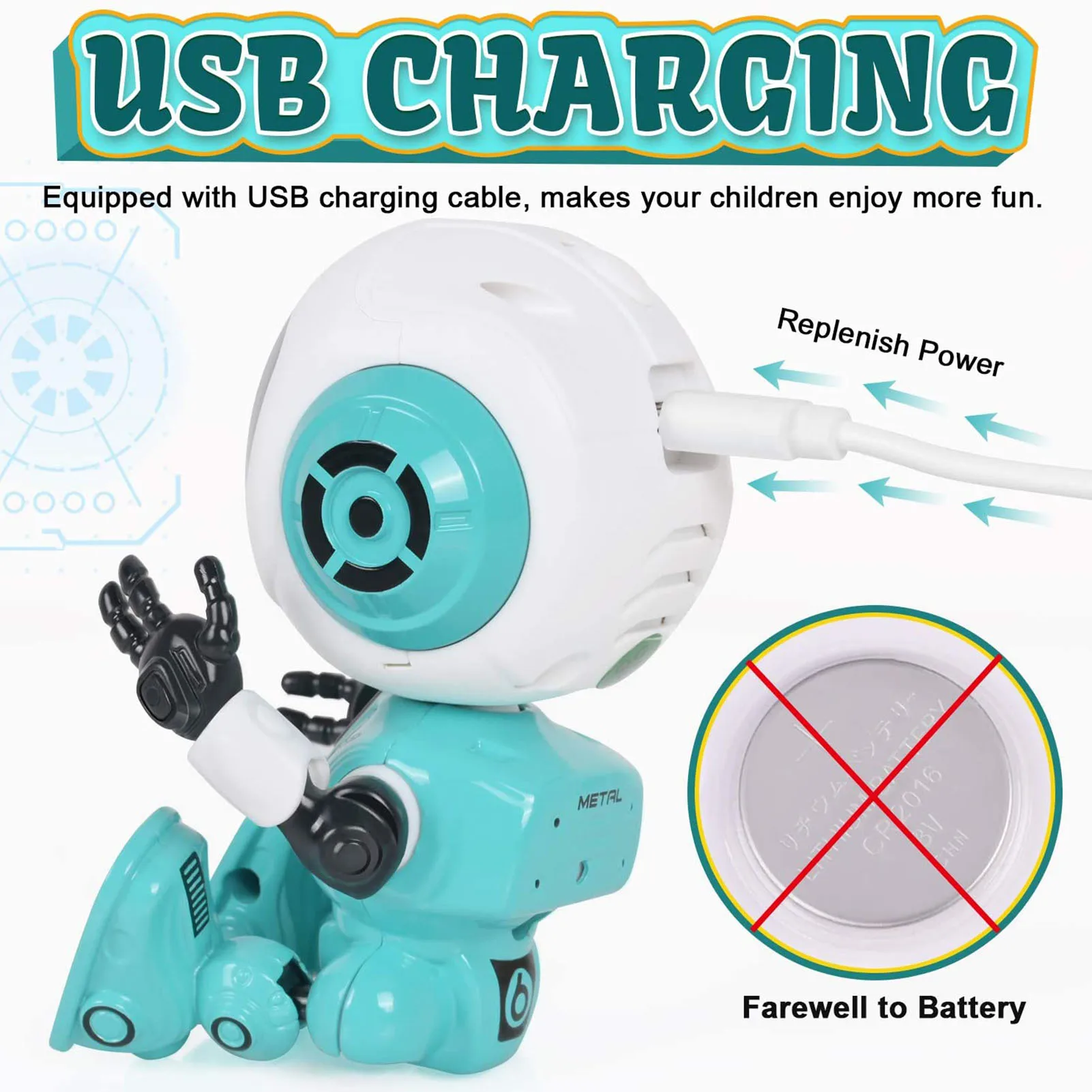 Smart Talking Robot Toy DIY USB Electric Toy Colorful LED Eyes Intelligent Robots Gifts Toys For Children 4