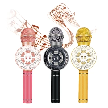

WS669 Microphone Bluetooth Microphone Portable LED Light Music Player Mobile Phone KTV Karaoke Microphone for Conference